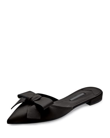 prada pointed toe bow slide flat|prada loop pointed toe flat.